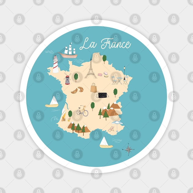 La France Europe Illustration Country Map Magnet by ArunikaPrints